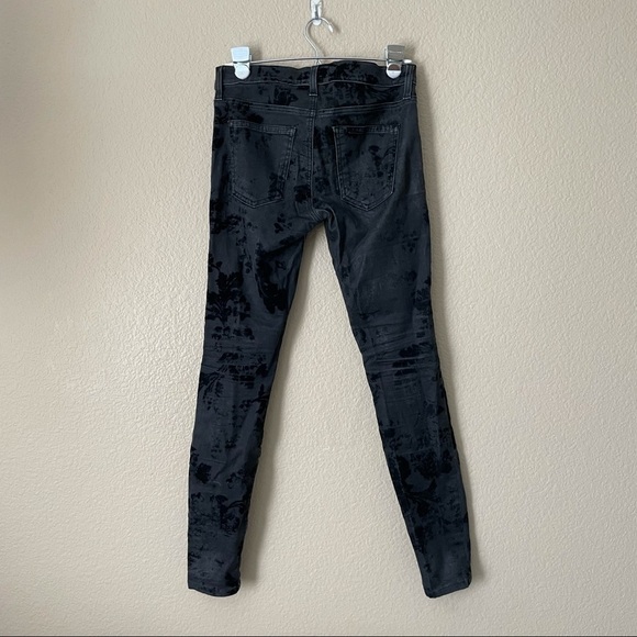 Current/Elliott The Low-Rise Skinny Ankle Jeans, Black Velvet Floral - Picture 5 of 6